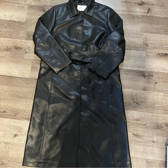 Rebecca Minkoff Black Faux Leather Belted Jacket - Picture 3 of 5